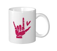 Stoneware Coffee Mug Hand Heart American Sign Language ASL Modern Coffee Cup with Handle Hot Drink Cup for Latte Coworkers Cafes