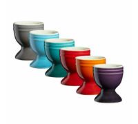 Cooks Professional Set of 6 Egg Cups | Durable Chip Resistant Ceramic Stoneware Dinnerware Graduated Design Egg Holders | Dishwasher & Microwave Safe | Multicoloured