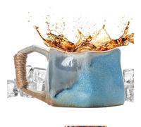 Stoneware Mug - | 250ml Ceramic Coffee Cup, Irregular Handmade Pottery Mug, Aesthetic Water Cup for Coffee Tea Juice Milk Hot & Cold Drinks, Portable Home Party Kitchen Drinkware, Handmade Desi