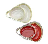 Stoneware Soup & Side, Chips & Dip Bowl Set of 2 by Roe & Moe (Cream and Red)