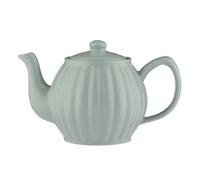 Stoneware Teapot Duckegg Fluted 6 Cup Traditional Serving Tea Pot Container 1.1L