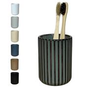 Stoneware Toothbrush Holder for Bathroom Tooth Brush Holder for Bathroom Toothbrush Cup Toothbrush Holders Cute Fluted Vertical Ribbed Stripe (Concrete Grey)