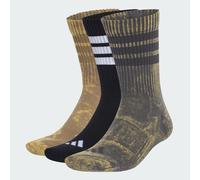 adidas Unisex 3 Stripes Cushioned Crew Stone Wash 3 Pair Pack Socks, grey six/Khaki Six/black/white, M