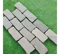 Stonewise Kandla Grey Tumbled Sandstone Block 100X200mm,pack Of 100,natural Stone Edging For Driveways, Garden Paths And Outdoor Landscaping