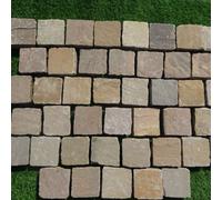 Stonewise Raj Green Riven Sandstone Square 100X100mm , Full Pack ,900 , Natural Stone For Driveways, Garden Borders, Paths And Landscaping