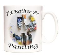 Stoneys Badges Artist Gift Coffee Mug. 11OZ I'd Rather Be Painting' Mug for Tea or Coffee. 11oz Ceramic Coffee Mug, Dishwasher and Microwave Safe.