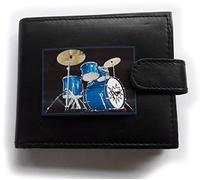 Stoneys Badges Drum Kit Anti RFID Theft Wallet Black Soft Leather Large Coin Pocket