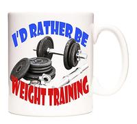 Stoneys Badges “I’d Rather Be Weight Training” Mug - Funny Fitness Gift for Gym Lovers & Lifters - Ceramic Coffee Cup with Dumbbell & Barbell Desig