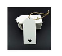 Stonges 100pcs White Kraft Paper Tag Blank for Wedding Favour Cards,Gift Tag,DIY Tag,Luggage Tag,Price Label,Store Hang Tag (100) with heart