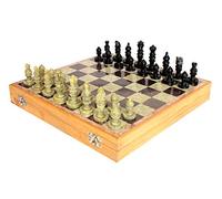 StonKraft - 12" x 12" Stone Wooden Chess Board Game Set + Hand Crafted Stone Chess Pieces