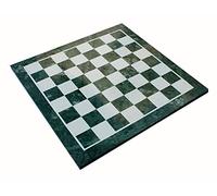 StonKraft - 15" x 15" Collectible Green Natural Stone & Marble Chess Board Without Pieces - Appropriate Wooden & Brass Chess Pieces Chessmen Separately Available