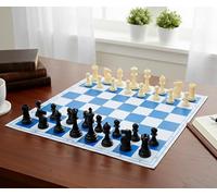 StonKraft 17'' x 17'' Tournament Chess Vinyl Foldable Chess Game With Solid Plastic Pieces (With Extra Queen) - Ideal for Professional Chess Players