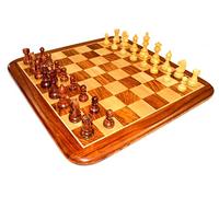StonKraft 21" X 21″ Collectible Acacia Wood Chess Game Board Set+Wooden Crafted Pieces
