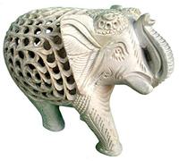 StonKraft 6" Indian Handmade Marble Soapstone Elephant - Baby Inside Mother's Tummys
