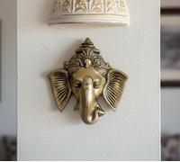 StonKraft Brass Embossed Ganesh Scultpure Wall Hanging for Wall or Door Decor