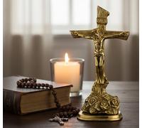 StonKraft Brass Jesus Christ - Jesus Cross - Idol Statue Sculpture - 8" Inches