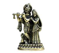 StonKraft Brass Marble Radha Krishna Radha (6" Brass)