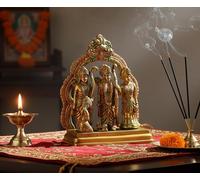 StonKraft - Brass Ram Darbar Includes Rama, Sita, Laxman, Hanuman Murti Idol Statue Figurine | 6.75" inches