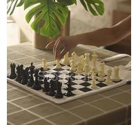 Stonkraft Roll-up Chess Board with Chess Pieces - Dual Purpose Portable Chess Mat & Cotton Tote Bag with Chess Board Print to Play Chess Anywhere | Gift for Chess Lovers | Easy to Carry & Compact