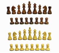StonKraft Staunton Style Wooden Chess Pieces Chessmen Chess Coins (3.75" King), All Age, Brown