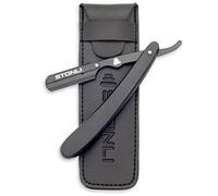 STONLI® Cut Throat Razors - Straight Razor with Matte Black Finish Professional Barber Razor - Premium Quality Single Blade Shaving Razor for Moustache and Beard - Pouch Included (Black Wooden)