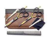Stonli Hairdressing Scissors for Hair Cutting - Stainless Steel 5.5 inch Hair Scissors Set with Sharp Edge Barber Scissors - Hair Cutting Scissor with Comb and Pouch
