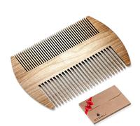 STONLI Metal Beard & Moustache Comb for Men - Compact Credit Card Size, Pocket-Friendly, Lightweight 31.4g (Ashwood)