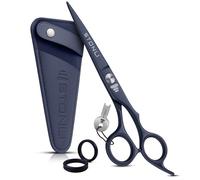 Stonli Professional 6 inch Hairdressing Scissors for Hair Cutting - Hair Cutting Scissors with Sharp Edge with Pouch (Offset Black)