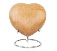 STONLIF Classic Heart Shaped Wooden Urns for Human Ashes | Adult - Male, Female | Cremation Memorial Ash Urn | Natural Beech Wood Small Keepsake Urn - 4 Inches, 1 Pc