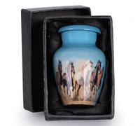STONLIF Cremation Urns for Human Ashes Adult Male Female - 3 Cubic Inches Decorative Men Urn - Funeral Urns for Dad, Men, Human Ashes - Horse Blue, 1 Small Keepsake