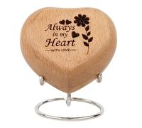 STONLIF personalised Wooden Heart Shaped Urns for Human Ashes | Adult - Female, Male | Cremation Memorial Ash Urn | Natural Beech Wood Small Keepsake Urn - 4 Inches, 1 Pc