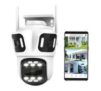 STONVUE 9MP Three Lens Wireless Outdoor Security Camera, 360° Pan/Tilt, 2.4GHz WiFi, AI Motion Tracking, 24/7 Recording, Night Vision, 2-Way Audio, IP66, Wireless/Wired for Home Surveillance