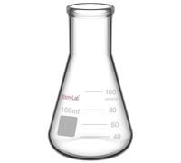 stonylab 1-Pack Glass 100ml Heavy Wall Narrow Mouth Erlenmeyer Flasks with Heavy Duty Rim (100ml Fits with StonyLab 5# Rubber Stopper)