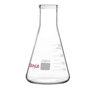 stonylab 1-Pack Glass 250ml Heavy Wall Narrow Mouth Erlenmeyer Flasks with Heavy Duty Rim (250ml Fits with StonyLab 7# Rubber Stopper)