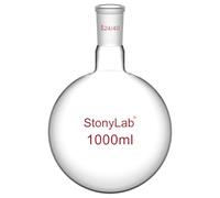 StonyLab 1000ml Glass Single Neck Round Bottom Flask RBF, with 24/40 Standard Taper Outer Joint - 1L (1 Liter)
