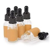 stonylab 15 ml 6-Pack Glass Dropper Bottle, Transparent Empty Bottle with Glass Dropper, Inner Plug and Label for Laboratory Solutions