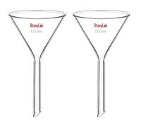 StonyLab 2-Pack Glass Heavy Wall Funnel Borosilicate Glass Funnel, Short Stem 100mm Diameter, 100mm Stem Length