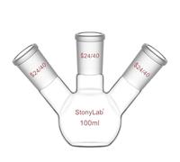 stonylab 3 Neck Flat Bottom Flask, High Borosilicate Glass, 24/40 Standard Taper Joint, Chemistry Laboratory Reaction Flask, 100 ml Capacity