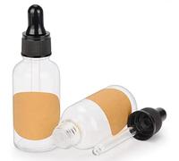 stonylab 30 ml 2-Pack Glass Dropper Bottle, Transparent Empty Bottle with Glass Dropper, Inner Plug and Label for Laboratory Solutions