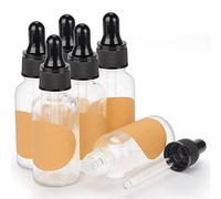 stonylab 30 ml 6-Pack Glass Dropper Bottle, Transparent Empty Glass Bottle with Glass Dropper, Inner Plug and Label for Laboratory Solutions