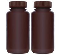 stonylab Amber Wide Mouth Reagent Bottle, 250 ml, PP Screw Cap, 2 Pack, Durable and Chemical Resistant Laboratory Supply