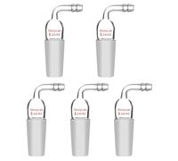 stonylab Bent Inlet Adapter with 24/40 Joint, 5-Pack Borosilicate Glass Distillation Male Glass Joint and 10 mm Hose Connection Adapter