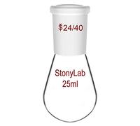 StonyLab Borosilicate Glass 25ml Heavy Wall Single Neck Recovery Flask Rotary Evaporator Flask, with 24/40 Outer Joint, 25 ml