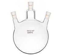 StonyLab Borosilicate Glass 3 Neck Round Bottom Flask RBF, with 24/40 Center and Side Standard Taper Outer Joint (5L)