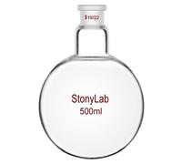 StonyLab Borosilicate Glass 500mL Heavy Wall Single Neck 1 Neck Round Bottom Flask RBF, with 19/22 Standard Taper Outer Joint - 500mL