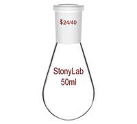 StonyLab Borosilicate Glass 50ml Heavy Wall Single Neck Recovery Flask Rotary Evaporator Flask, with 24/40 Outer Joint, 50ml