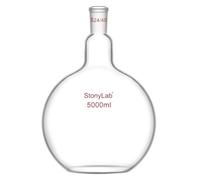 StonyLab Borosilicate Glass Heavy Wall Single Neck Flat Bottom Boiling Flask, with 24/40 Standard Taper Outer Joint (5L)