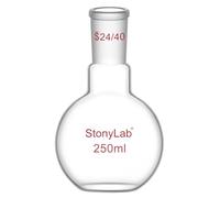 StonyLab Borosilicate Glass Heavy Wall Single Neck Flat Bottom Boiling Flask, with 24/40 Standard Taper Outer Joint, 250ml