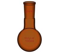 stonylab Brown Round Bottom Flask with Single Neck, 24/40 Standard Taper Joint, Laboratory Grade Borosilicate Glass, Heat Resistant, Chemical Resistant, Ideal for Heating and Distillation, 100 ml