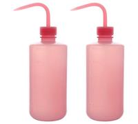 stonylab Chemical Wash Bottle, 2-Pack Watering Tool LDPE Squeeze Safety Plastic Rinse Bottle with Scale Labels and Narrow Mouth Squirt, for Laboratory Use, Pink, 500 ml